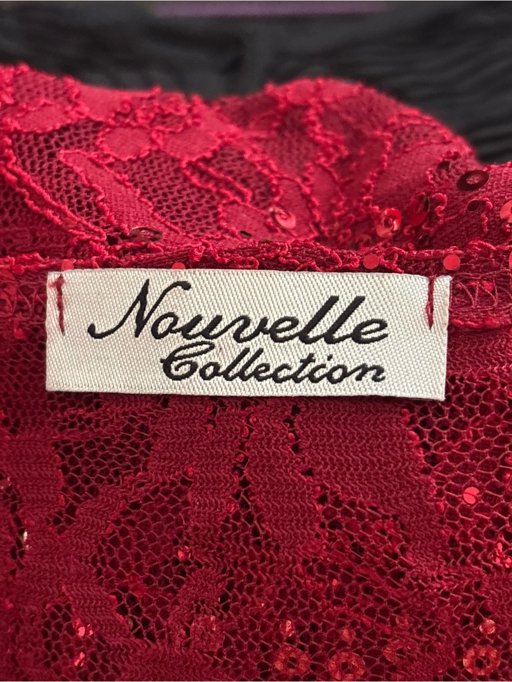Nouvelle Collection Red Sequin Floral Lace Tie Front Crop Shrug Bolero Cardigan - Picture 5 of 6